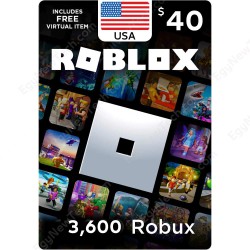 بطاقة روبلوكس ستور امريكي 40 دولار - 3600 روبوكس - كود رقمي فوري
