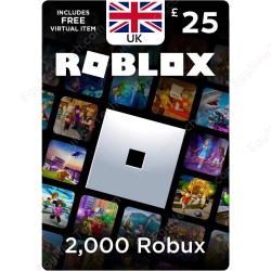 بطاقة روبلوكس ستور بريطاني 25 استرليني - 2000 روبوكس - كود رقمي فوري