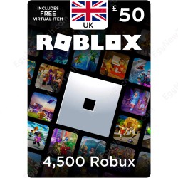 بطاقة روبلوكس ستور بريطاني 50 استرليني - 4500 روبوكس - كود رقمي فوري