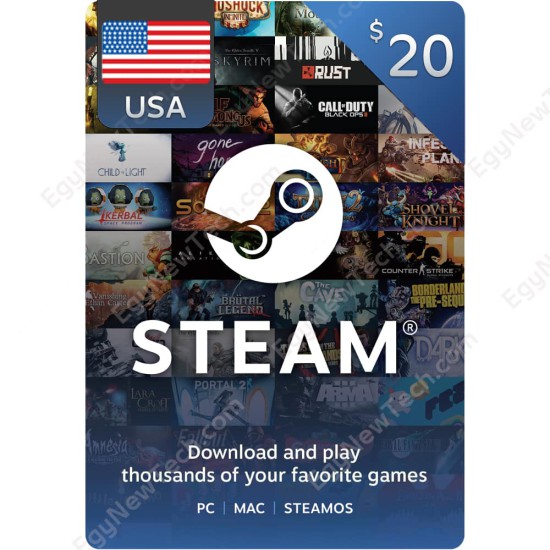 Steam Gift Card $20 USA - Instant Digital Code front cover